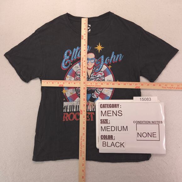 Elton John Band Crew Neck Graphic Short Sleeve T Shirt Mens Size Medium M Black - Picture 5 of 9